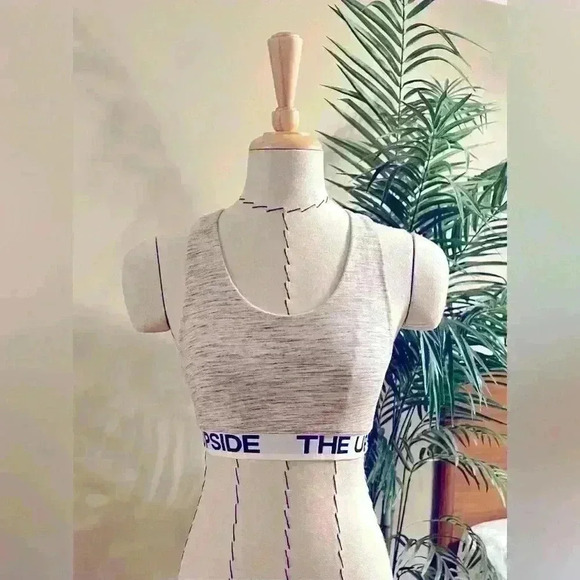 The Upside Racerback Sports or Lounge Bra - Heather Beige, | Size 6 | Logo Band - Picture 1 of 6